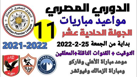 مواعيد مباريات الجولة 11 من الدوري المصري - موعد وتوقيت مباريات الدوري المصري الجولة 11