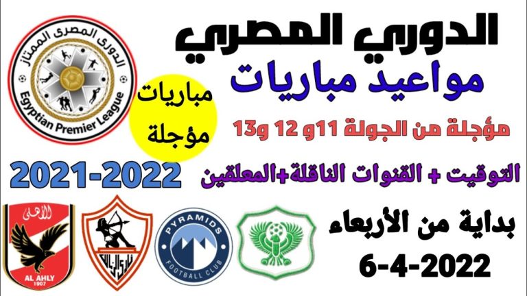 مواعيد مباريات الدوري المصري - موعد وتوقيت مباريات الدوري المصري المؤجلة من الجولة 13
