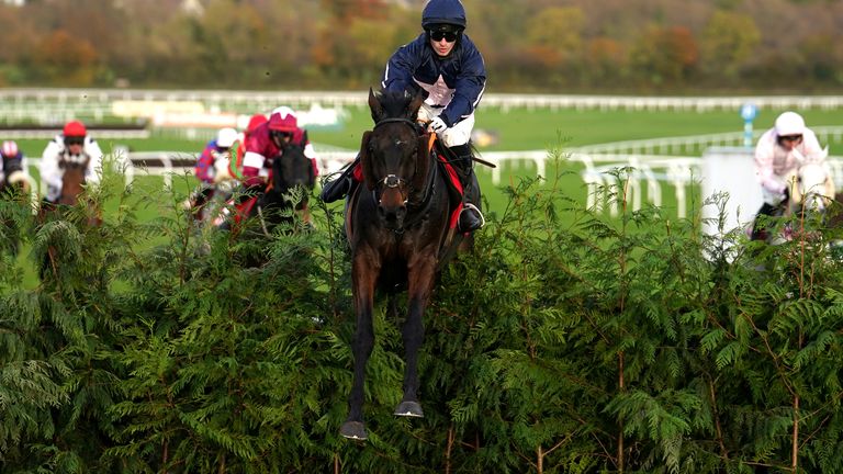 Foxy Jacks pulls clear to win the Cross Country Handicap Chase at Cheltenham
