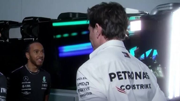 In this behind-the-scenes footage, Mercedes team principal Toto Wolff admitted to stealing Lewis Hamilton’s loafers for their 2023 car launch