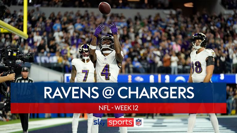 Highlights of the Baltimore Ravens against the Los Angeles Chargers in Week 12 of the NFL season