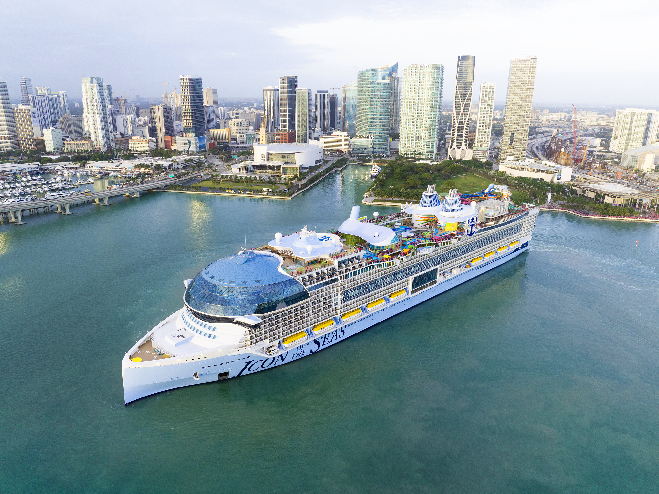 The Icon of the Seas cruise ship, made by Royal Caribbean, in Miami Florida.