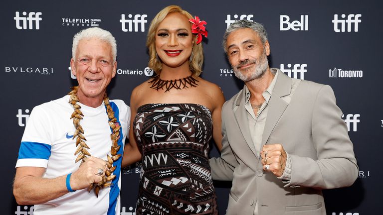  Thomas Rongen, Jaiyah Saelua and Taika Waititi attend the "Next Goal Wins" Premiere during the 2023 Toronto International Film Festival at Princess of Wales Theatre on September 10, 2023 in Toronto, Ontario.