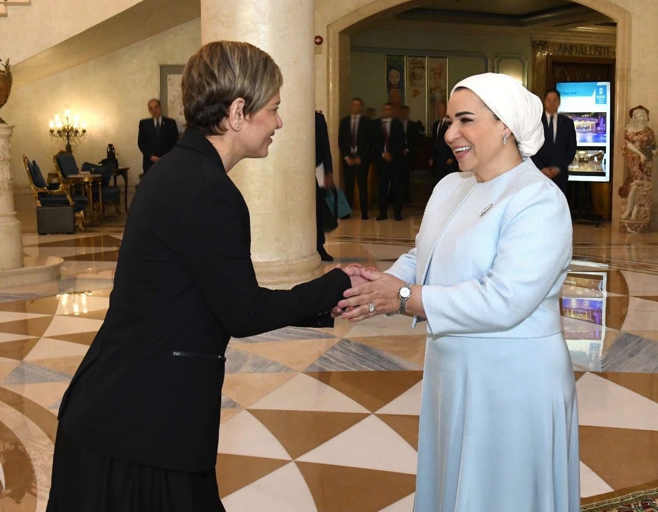 السيدة انتصار السيسي تستقبل قرينة رئيس كولومبيا.. صور
