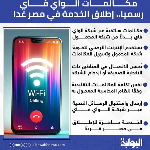 مكالمات واي فاي.. كل ما تريد معرفته عن الخدمة قبل تفعيلها غدًا 1 مكالمات واي فاي.. كل ما تريد معرفته عن الخدمة قبل تفعيلها غدًا