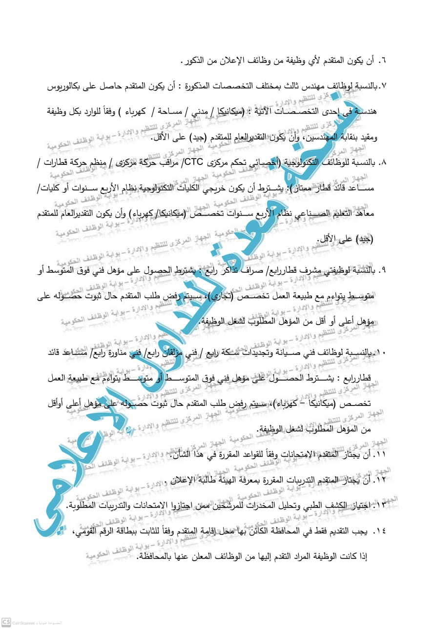 التقديم 19 يناير المقبل.. مسابقة لتعيين 1098 موظفاً بالهيئة القومية لسكك حديد مصر 3 التقديم 19 يناير المقبل.. مسابقة لتعيين 1098 موظفاً بالهيئة القومية لسكك حديد مصر