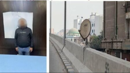 ضبط المتهم بفيديو تثبيت طبق الدش أعلى محور مروري في الجيزة