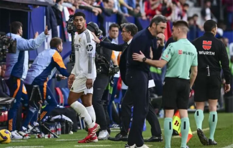 حكم مباراة ريال مدريد وأوساسونا يتجاهل الإساءة ضد فينيسيوس ويسرد سباب بيلينجهام