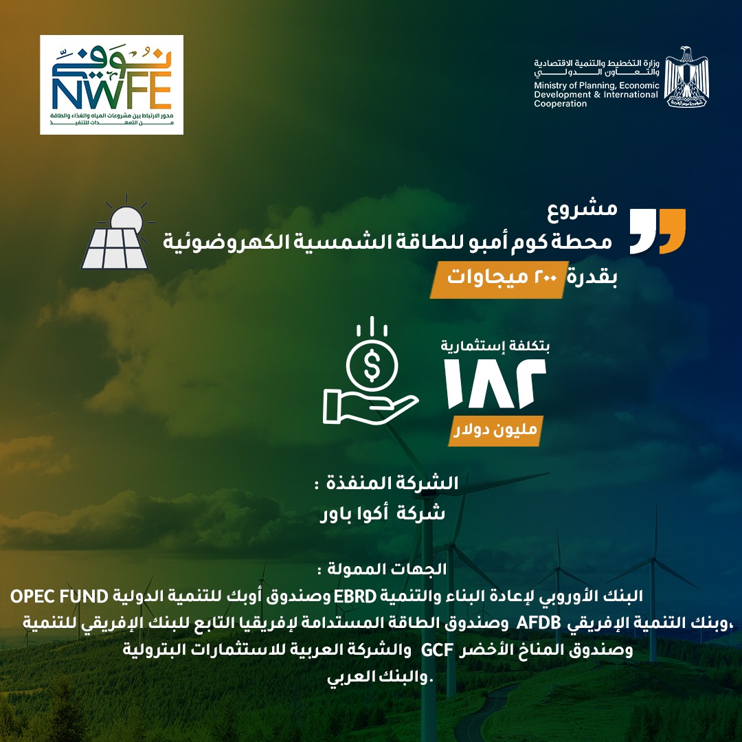 تفاصيل مشروعات الطاقة المتجددة للقطاع الخاص الموقعة ضمن برنامج «نُوَفِّي» 3 تفاصيل مشروعات الطاقة المتجددة للقطاع الخاص الموقعة ضمن برنامج «نُوَفِّي»