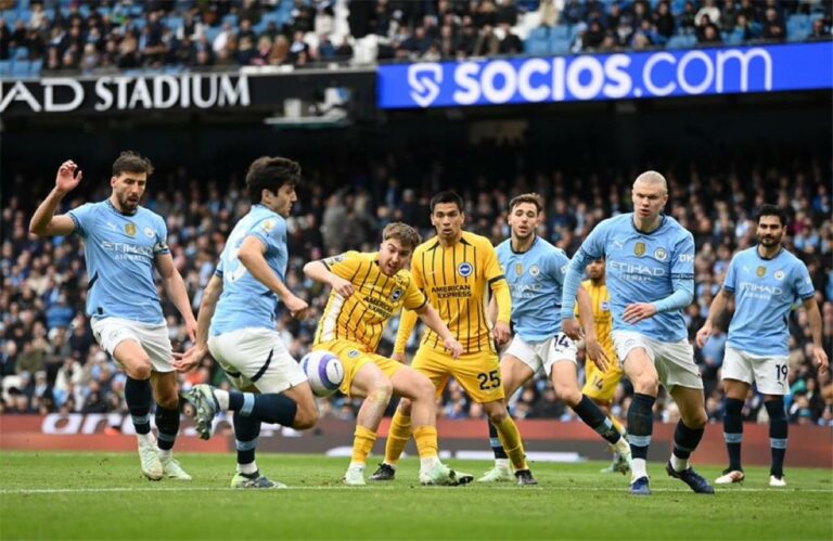 ترتيب الدوري الإنجليزي بعد تعادل مانشستر سيتي مع برايتون