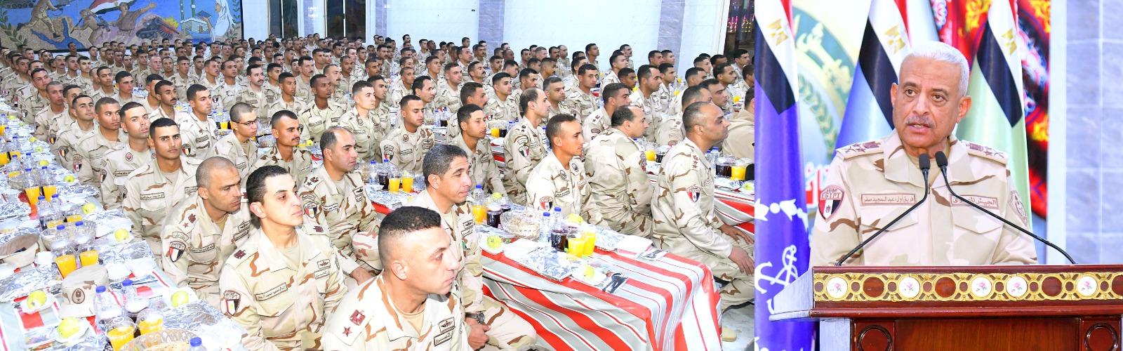 وزير الدفاع يشارك مقاتلى الجيش الثالث الميدانى وقوات شرق القناة لمكافحة الإرهاب تناول وجبة الإفطار.. شاهد 7 وزير الدفاع يشارك مقاتلى الجيش الثالث الميدانى وقوات شرق القناة لمكافحة الإرهاب تناول وجبة الإفطار.. شاهد