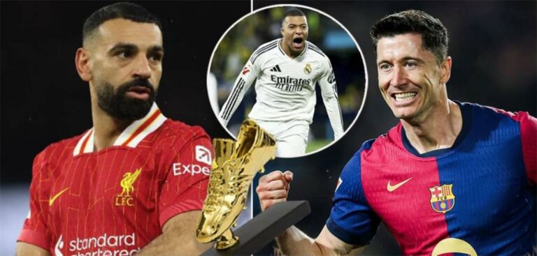 ليفاندوفسكي ومبابي يلاحقان محمد صلاح في صراع الحذاء الذهبي