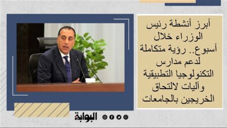 أبرز أنشطة رئيس الوزراء خلال أسبوع.. رؤية متكاملة لدعم مدارس التكنولوجيا التطبيقية وآليات لالتحاق الخريجين بالجامعات
