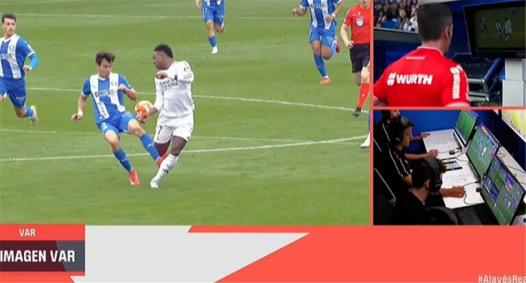 بسبب فينيسيوس.. طرد لاعب ألافيس أمام ريال مدريد