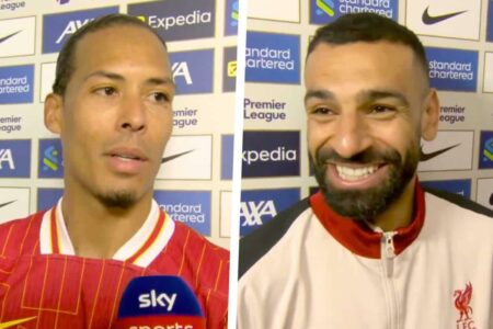 محمد صلاح يُلمح ضاحكًا إلى مصير فان دايك مع ليفربول.. والهولندي يرد