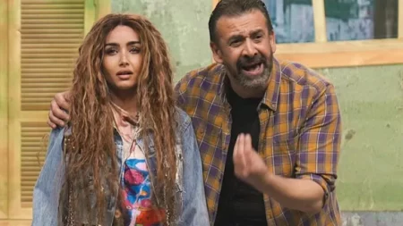 هنا الزاهد تنشر صورًا جديدة مع كريم عبدالعزيز من مسرحية "الباشا"
