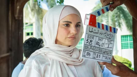 درة بالحجاب في كواليس تصوير فيلمها الجديد "الست لما"