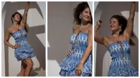 بالصور.. جلسة تصوير جريئة لـ هيدي كرم بفستان صيفي قصير