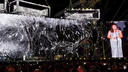 وسط تصفيق وهتاف الجمهور.. أنغام تفتتح حفلها في العلمين الجديدة بـ"عمري معاك" وسط تصفيق وهتاف الجمهور.. أنغام تفتتح حفلها في العلمين الجديدة بـ"عمري معاك"