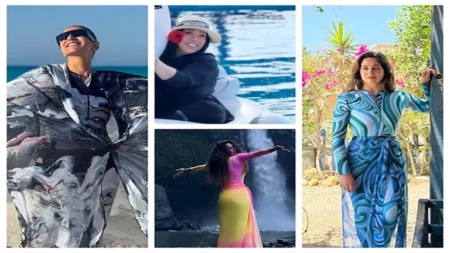 شيماء سيف وهبة مجدي وحنان مطاوع.. 20 صورة للنجمات بـ "المايوه" البوركيني أمام البحر