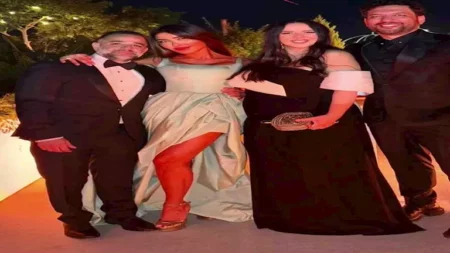 بالصور- يسرا وإيمي سمير غانم وتامر حسني في حفل زفاف حفيد عادل إمام