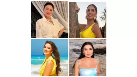 نسرين طافش جريئة ومي عمرو جذابة.. 25 صورة للنجمات بالـ كروب توب