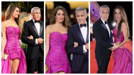 بفستان فوشيا صارخ.. أمل علم الدين وزجها جورج كلوني يخطفان الأنظار -15 صورة