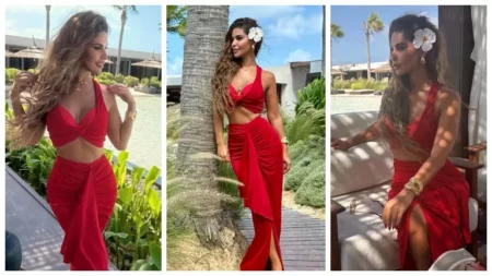 بفستان أحمر جريء.. مي سليم تستمتع بآخر أيام الصيفية بفستان أحمر جريء.. مي سليم تستمتع بآخر أيام الصيفية