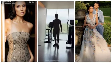 بعد ظهورها على كرسي متحرك..مينا مسعود مع زوجته إميلي شاه في الجيم -صور