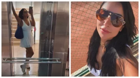 جوري بكر تخطف الأنظار بإطلالة رياضية داخل ملعب التنس (صور)