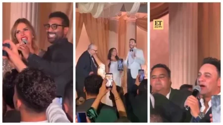 يسرا وحسن الرداد ومصطفى قمر..نجوم الفن يحتفلون بزفاف نجل بيومي فؤاد