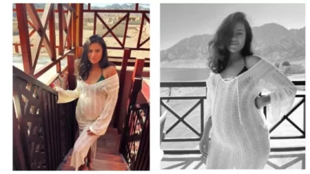 بإطلالة جريئة.. ثراء جبيل تبرز تطور حملها والجمهور: "افتكرتك شيرين" (صور)