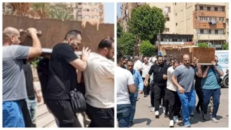 بالصور.. تشييع جنازة الفنان فكري عبد الحميد شبيه عادل إمام