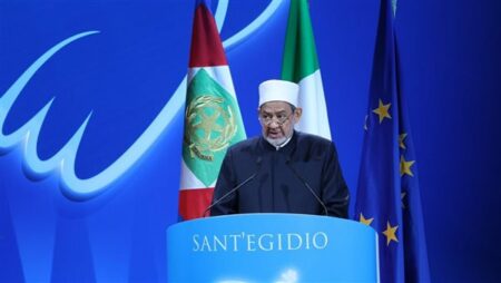 شيخ الأزهر في القمة العالمية للسلام بروما: لا سلام بالشرق الأوسط دون إقامة الدولة الفلسطينية
