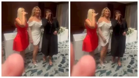 بالفيديو.. زغروطة هالة صدقي وبوسي شلبي في زفاف إيناس الدغيدي