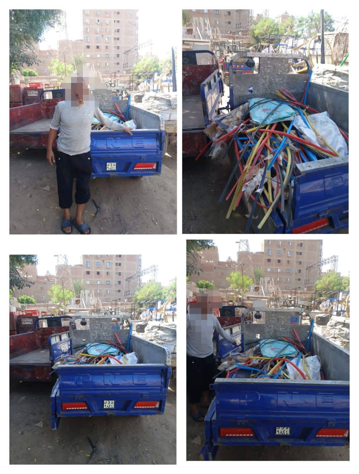محافظة الجيزة تضبط " تروسيكلات وعربات كارو " لفرز وإلقاء المخلفات في إمبابة والعمرانية