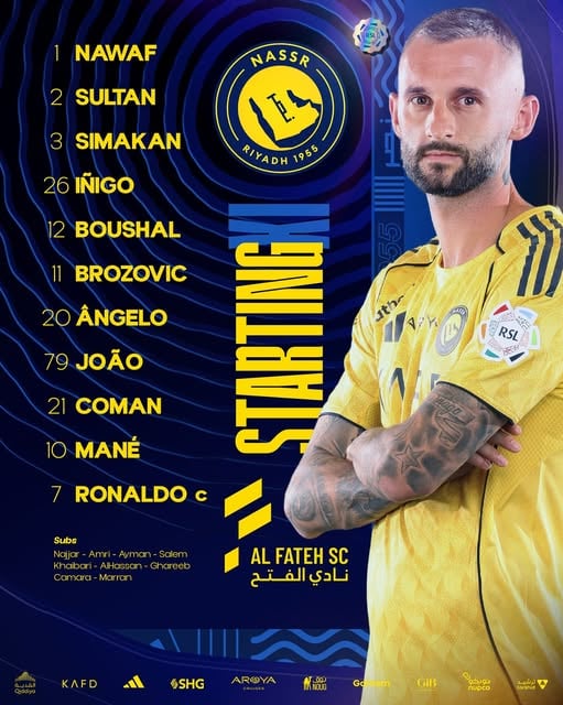 رونالدو يقود تشكيل النصر أمام الفتح بالدوري السعودي