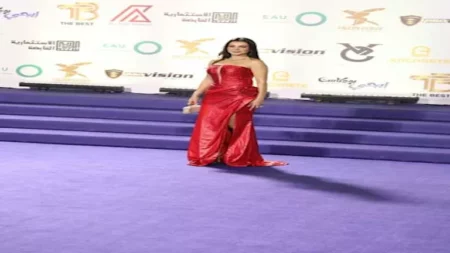 بفستان أحمر ناري.. دينا فؤاد تتألق في حفل توزيع جوائز "The Best"