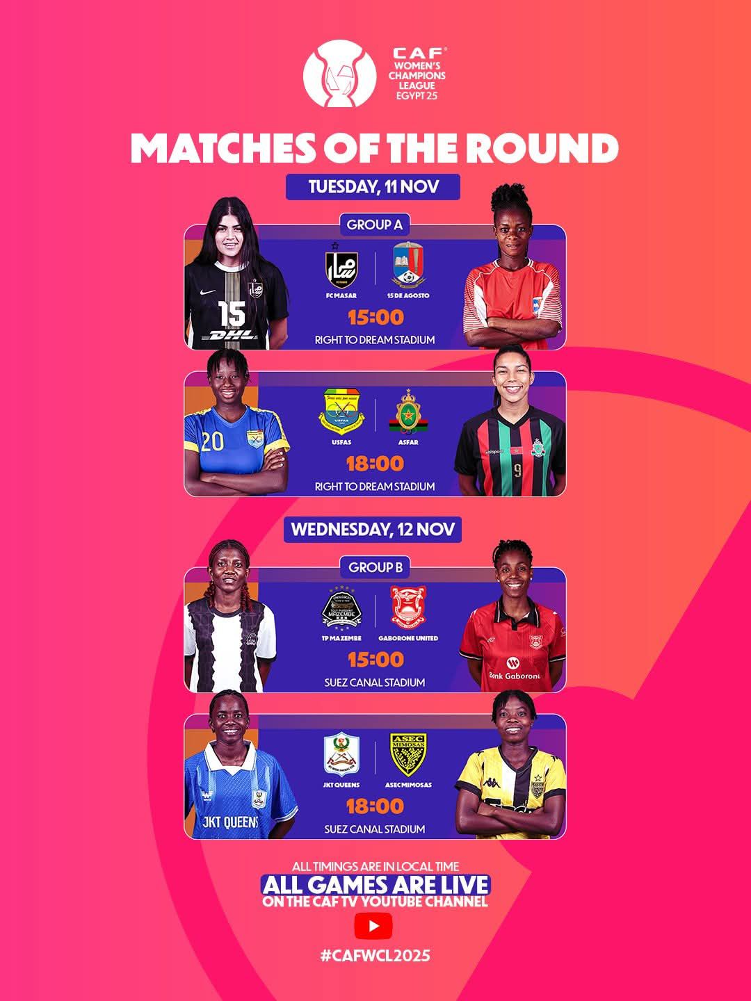 بمشاركة مسار.. مواعيد مباريات دوري أبطال أفريقيا للسيدات