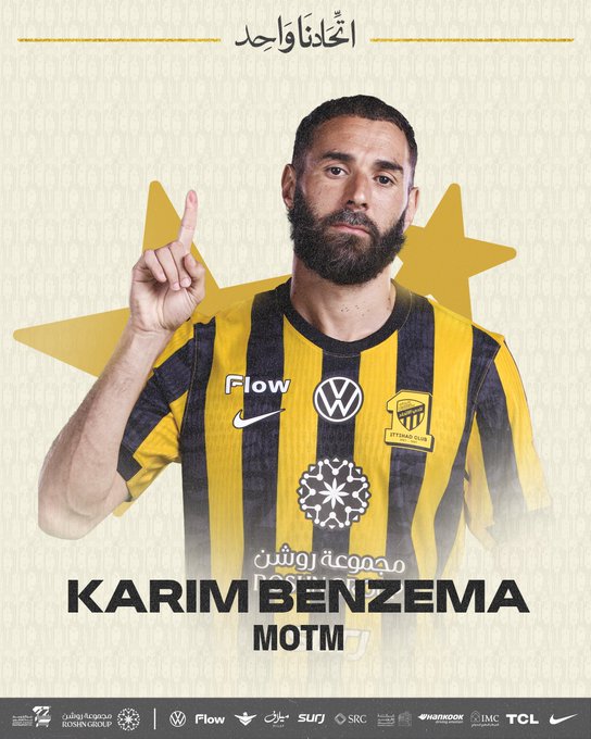 كريم بنزيما يقود الاتحاد ويتخطى الرياض بالدوري