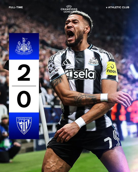 نيوكاسل يونايتد يواصل التألق الأوروبي بثنائية أمام أتلتيك بيلباو في دوري الأبطال