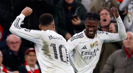 فيديو | كامافينجا يسجل هدف ريال مدريد الثاني أمام أتلتيك بلباو