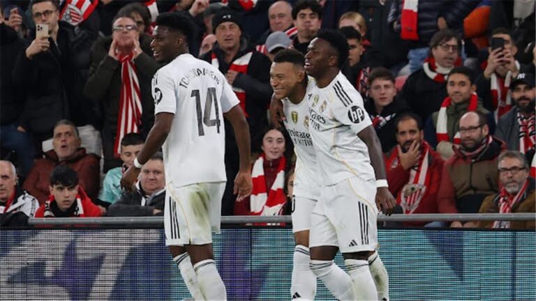 فيديو | مبابي يقود ريال مدريد للفوز بثلاثية نظيفة أمام أتلتيك بلباو في الدوري الإسباني