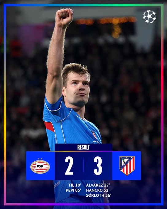 أتلتيكو مدريد يقلب تأخره أمام آيندهوفن ويحقق الفوز فى دورى الأبطال 1 أتلتيكو مدريد يقلب تأخره أمام آيندهوفن ويحقق الفوز فى دورى الأبطال