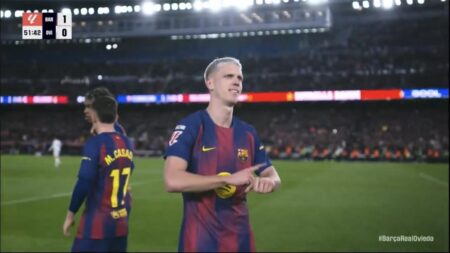 فيديو | أولمو يسجل هدف برشلونة الأول أمام ريال أوفييدو.. ورافينها يسجل الثاني