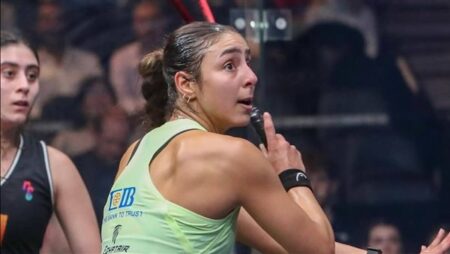 بعد مباراة ماراثونية.. هانيا الحمامي تتأهل إلى نهائي بطولة سبروت للأبطال 2026 للإسكواش