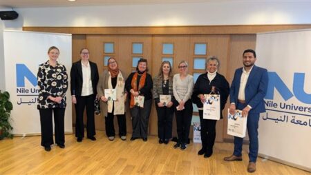 جامعة النيل تستقبل وفدا من "هامك" و"الفاو" لتطوير برامج التعليم المستمر بالمجال الزراعي