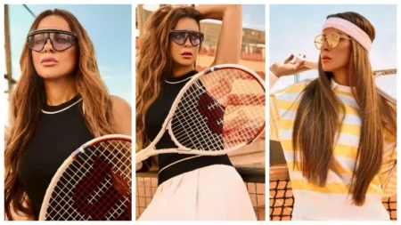 "بتلعب تنس".. أحدث جلسة تصوير لـ ريم مصطفى بملابس رياضية