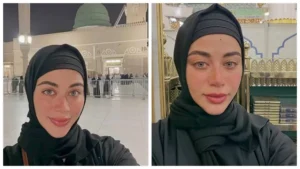يارا السكري تنشر صورا بالحجاب وتزور الروضة الشريفة في ليلة الإسراء والمعراج
