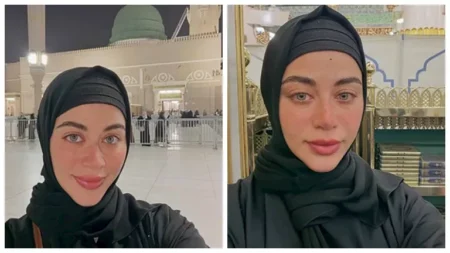يارا السكري تنشر صورا بالحجاب وتزور الروضة الشريفة في ليلة الإسراء والمعراج